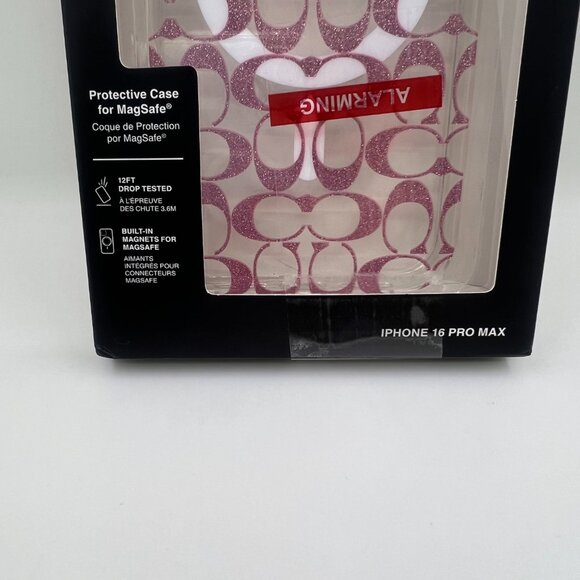 Coach IPhone 16 Pro Max Protective MagSafe Phone Case Clear Pink Glitter Read” - Picture 2 of 3